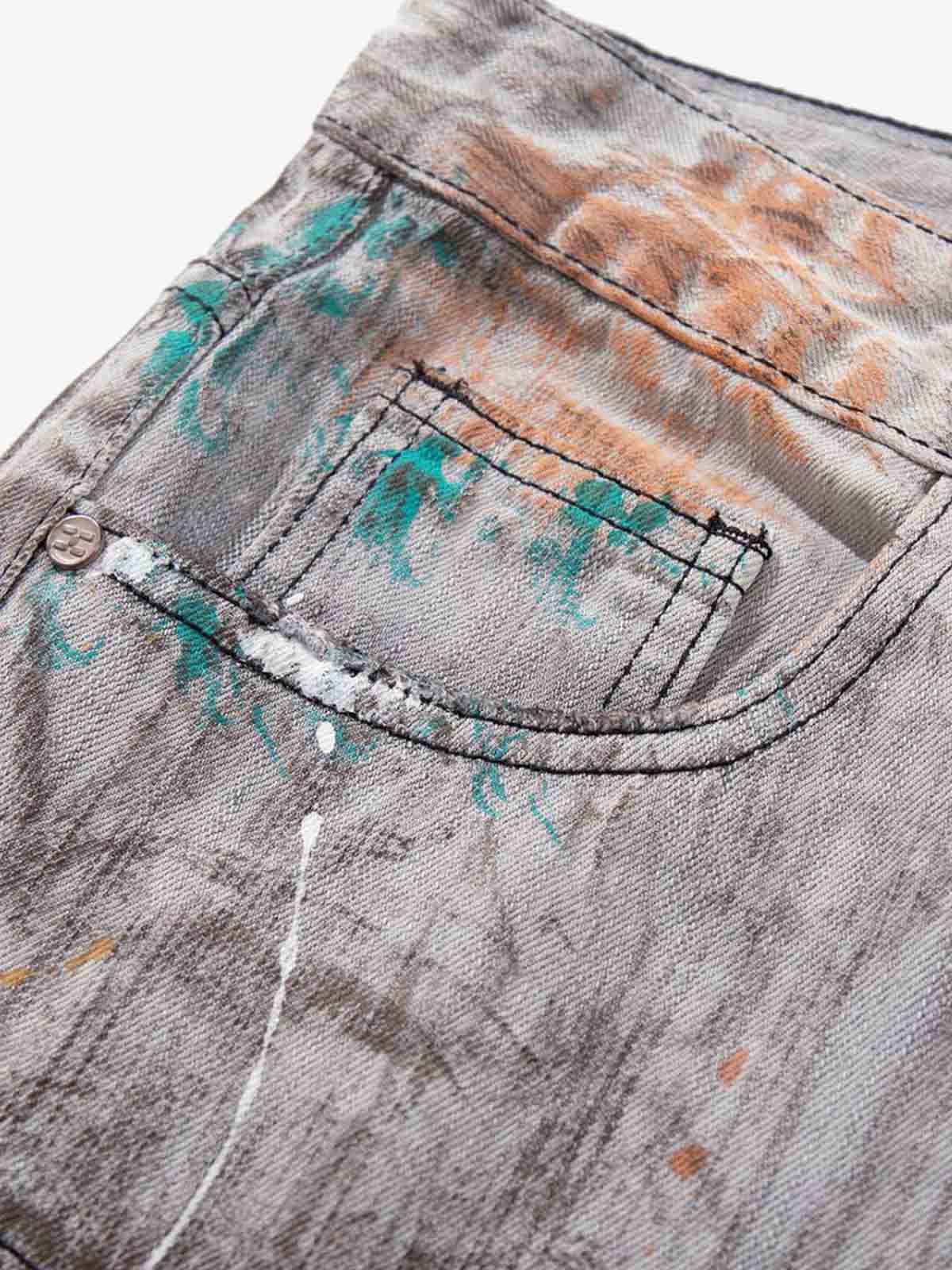 Abstrac Paint-Splattered Panel Jeans