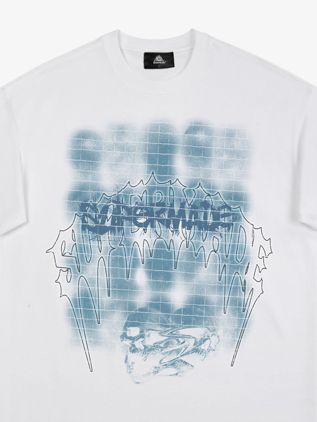Dark Grid Skull Graphic T-Shirt