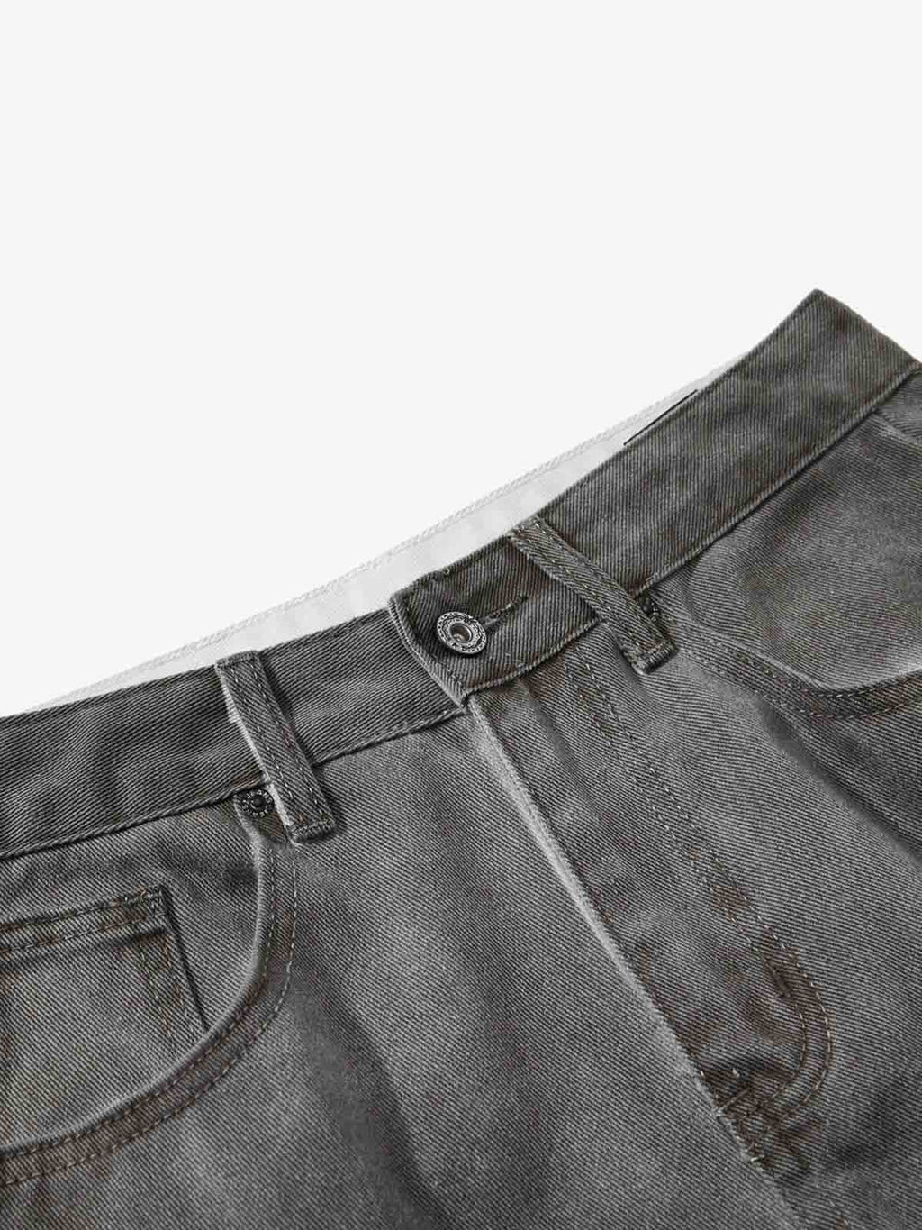Washed Pleated Baggy Jeans