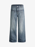 Vintage Washed Slant-Pocket Flared Jeans