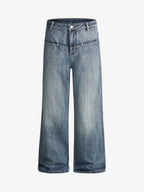 Vintage Washed Slant-Pocket Flared Jeans