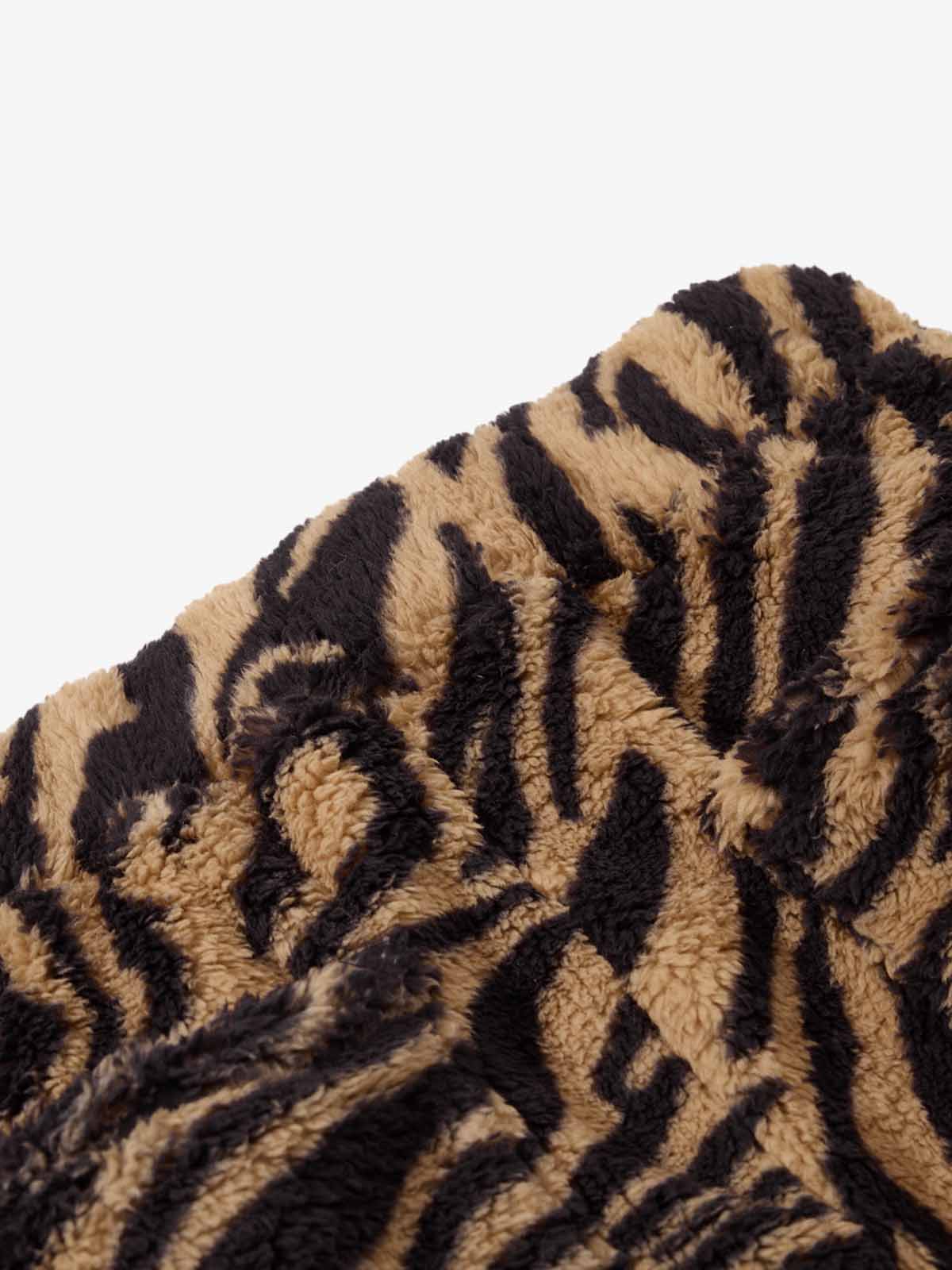 Retro Zebra Print Wide-Leg Lounge Barrel Pants