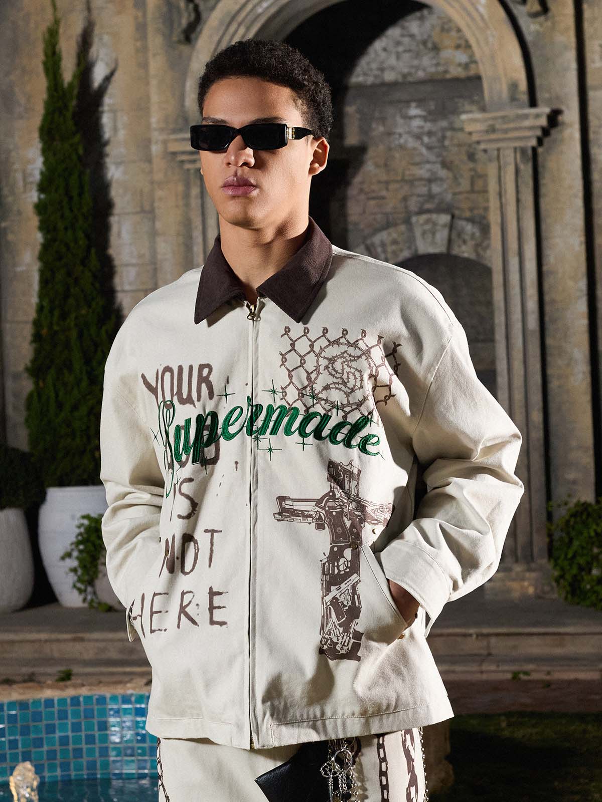 precipice Retro Slogan Embroidered Canvas Set - 2594