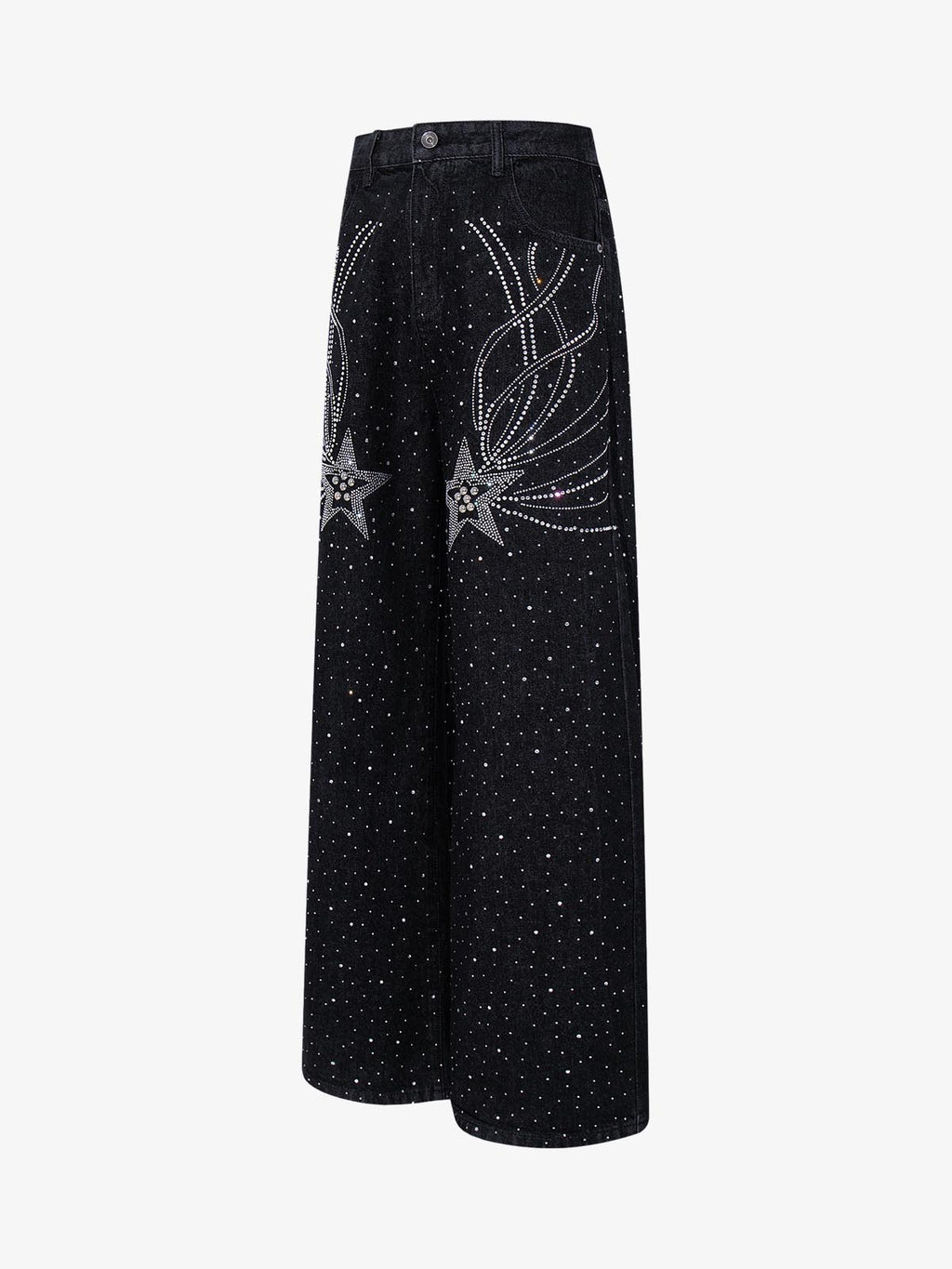 Star Rhinestone Embellished Baggy Jeans