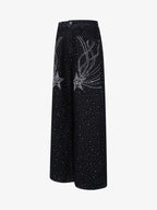 Star Rhinestone Embellished Baggy Jeans