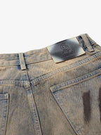 Retro Washed Brushstroke Baggy Jeans