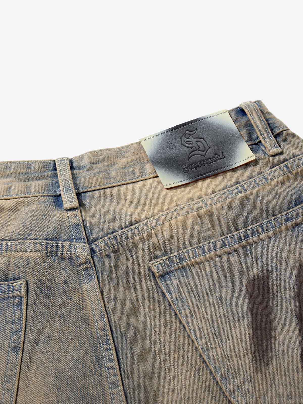 Retro Washed Brushstroke Baggy Jeans