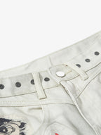 Vintage Dirty-Dyed Washed Wide-Leg Cargo Pants - 2559