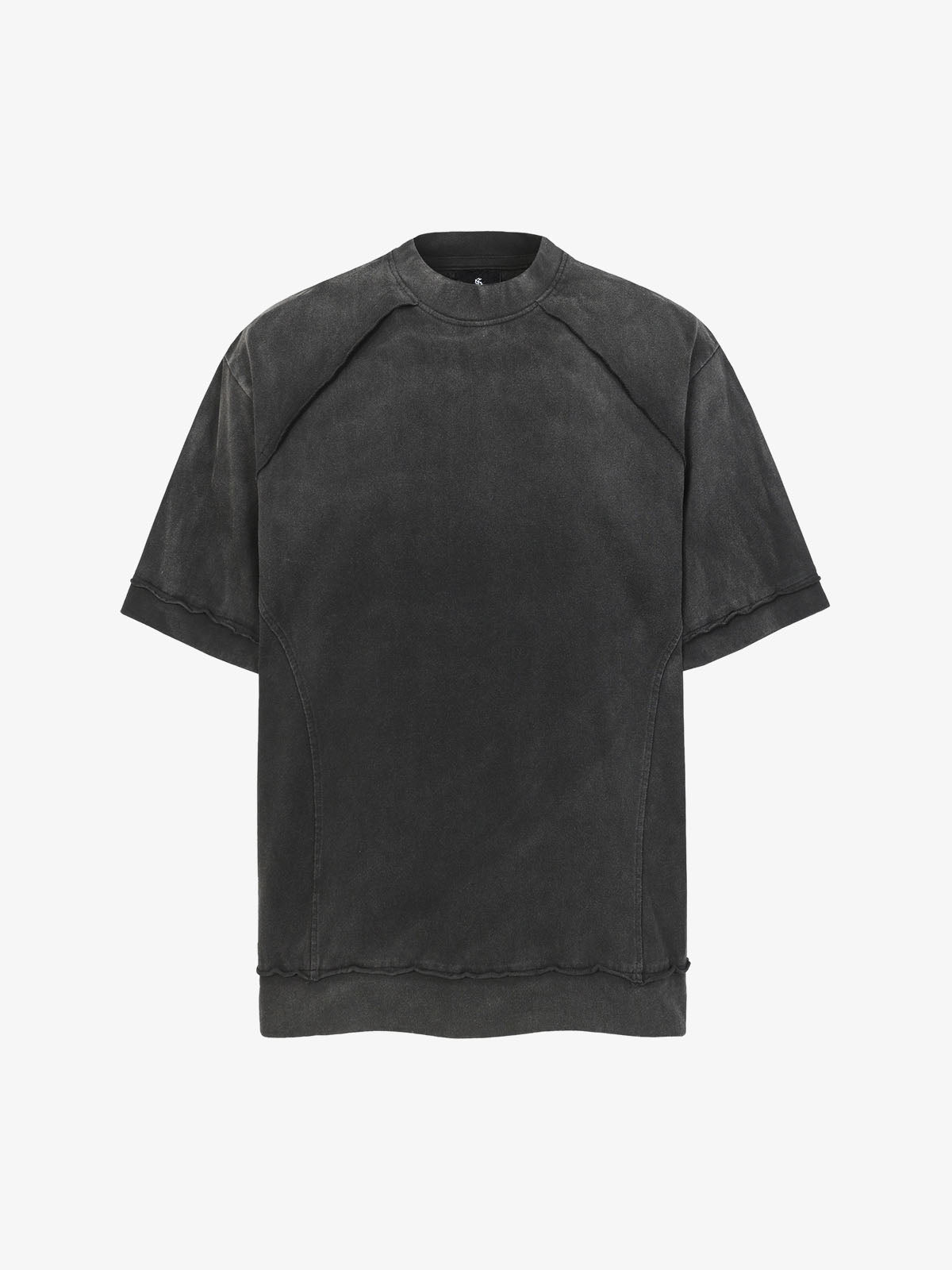 Spray Washed Raw Edge Raglan Knit T-Shirt