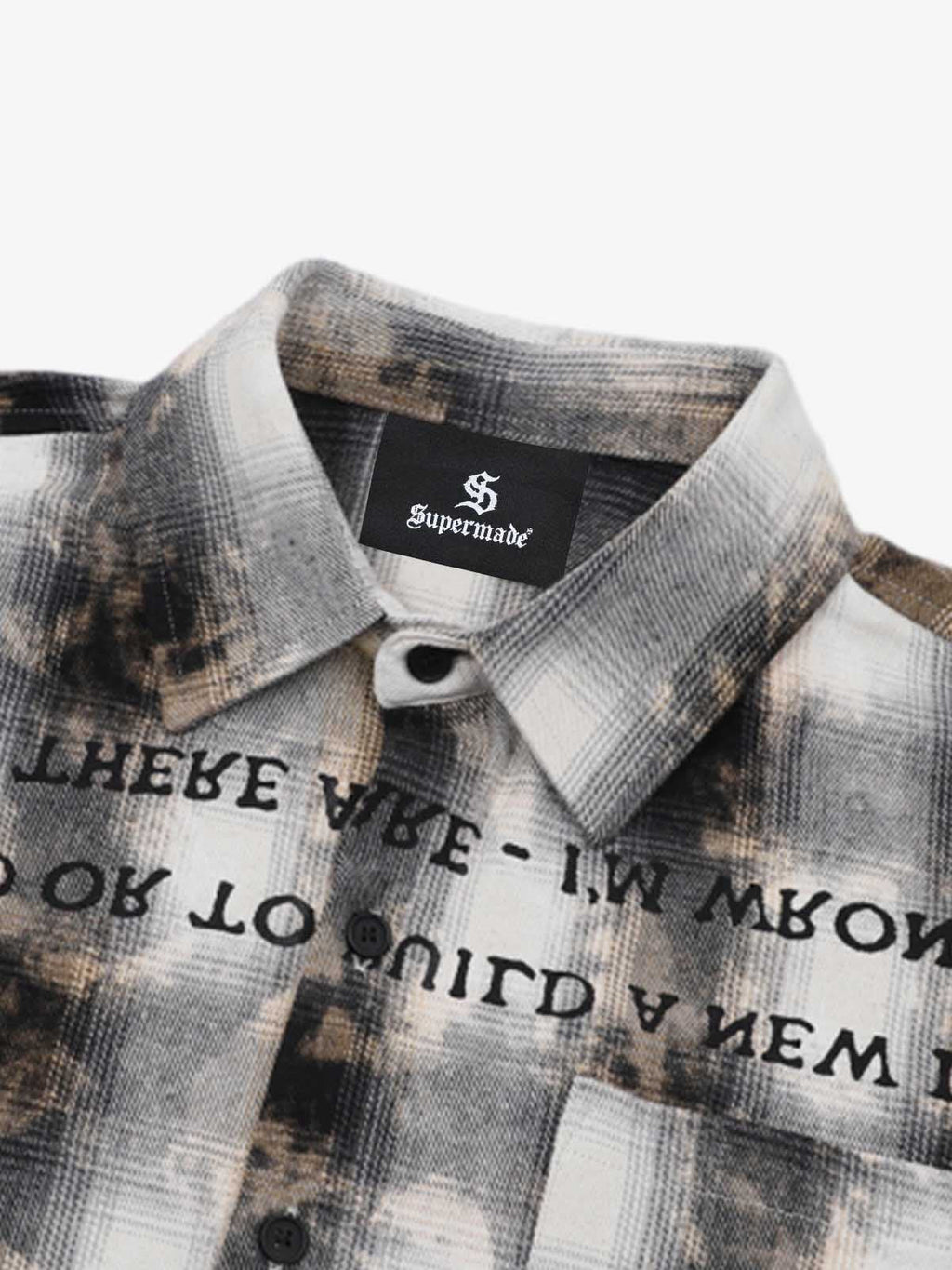 Streetwear Washed Distressed Plaid Long Sleeve Shirt