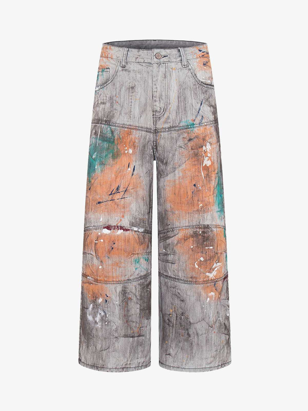 Abstrac Paint-Splattered Panel Jeans