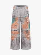 Abstrac Paint-Splattered Panel Jeans