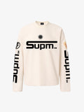 Textured Waffle SUPM Letter Graphic Long Sleeve T-Shirt - 2600