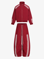 Striped Zip-Up Track Jacket and Wide-Leg Track Pants Set