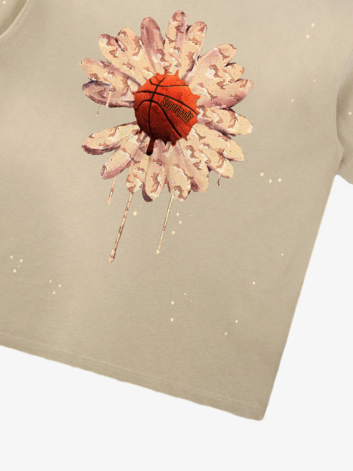 precipice Floral Basketball Ink Splatter Graphic T-Shirt