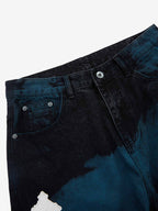 Smoke Fade Wash Cross Patch Baggy Denim Jeans