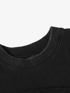 Washed Asymmetric Raw Edge Panel Knit T-Shirt
