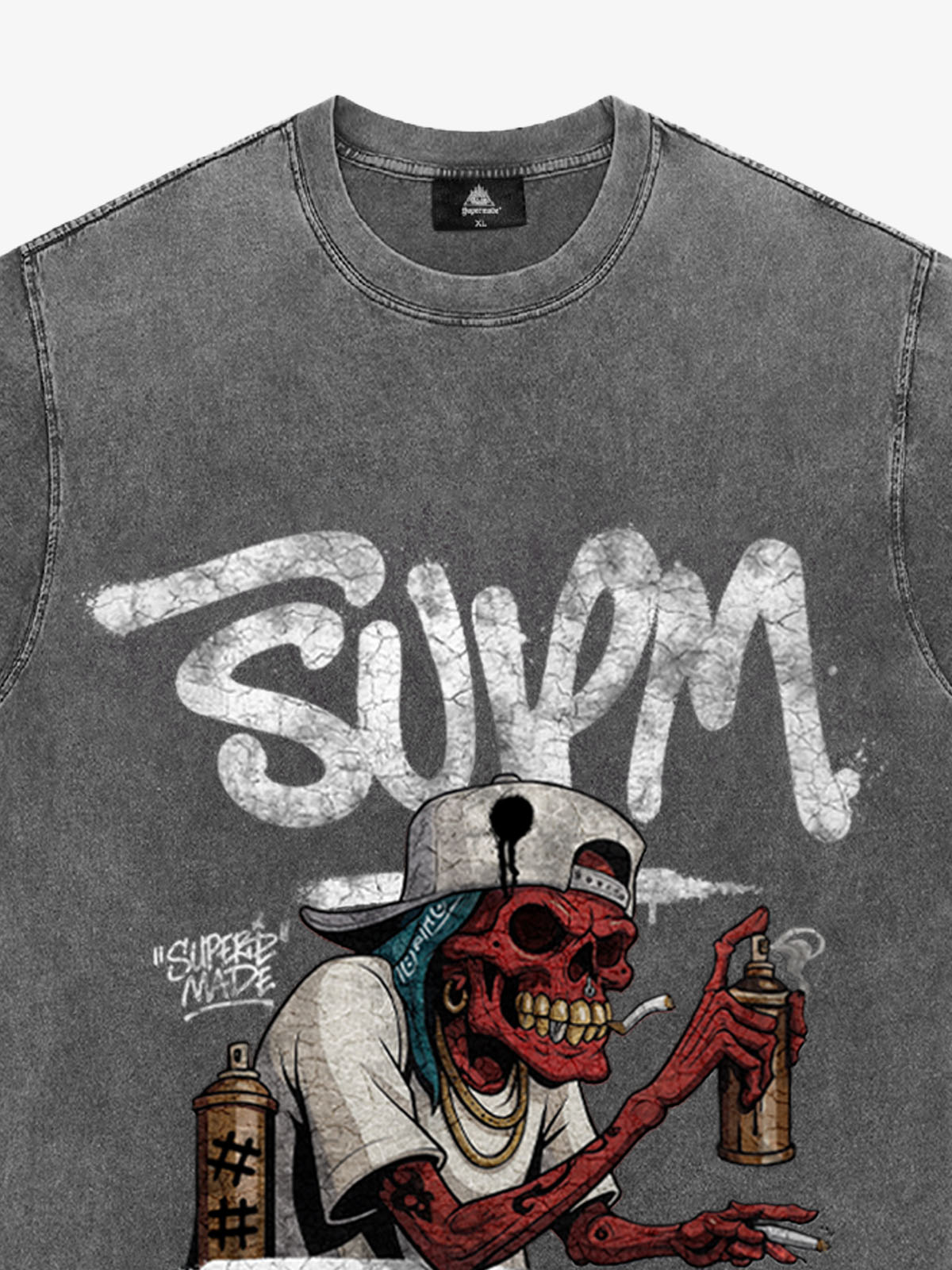 Street Trendy Skull Spray-Paint Graffiti Master T-Shirt