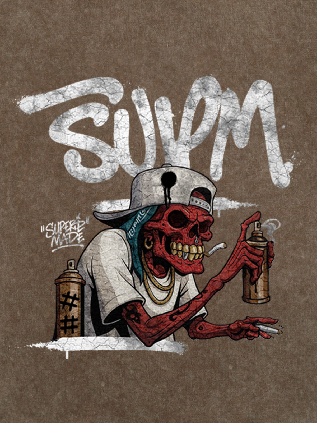 Street Trendy Skull Spray-Paint Graffiti Master T-Shirt
