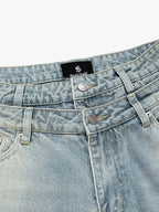 Layered Waist Vintage Washed Wide Leg Jeans