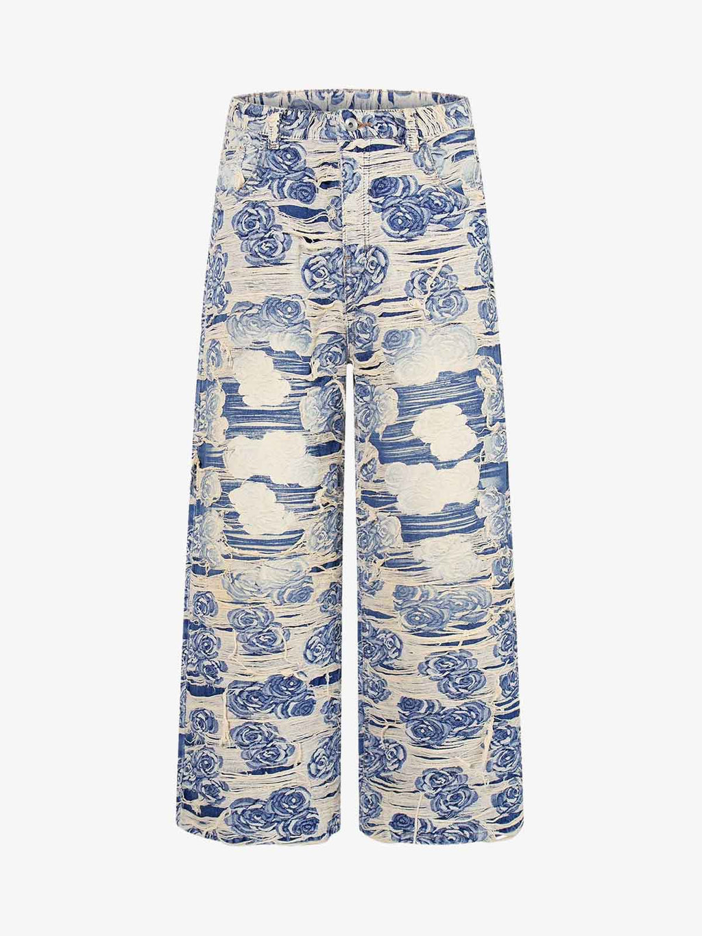 Jacquard Distressed Denim Jeans
