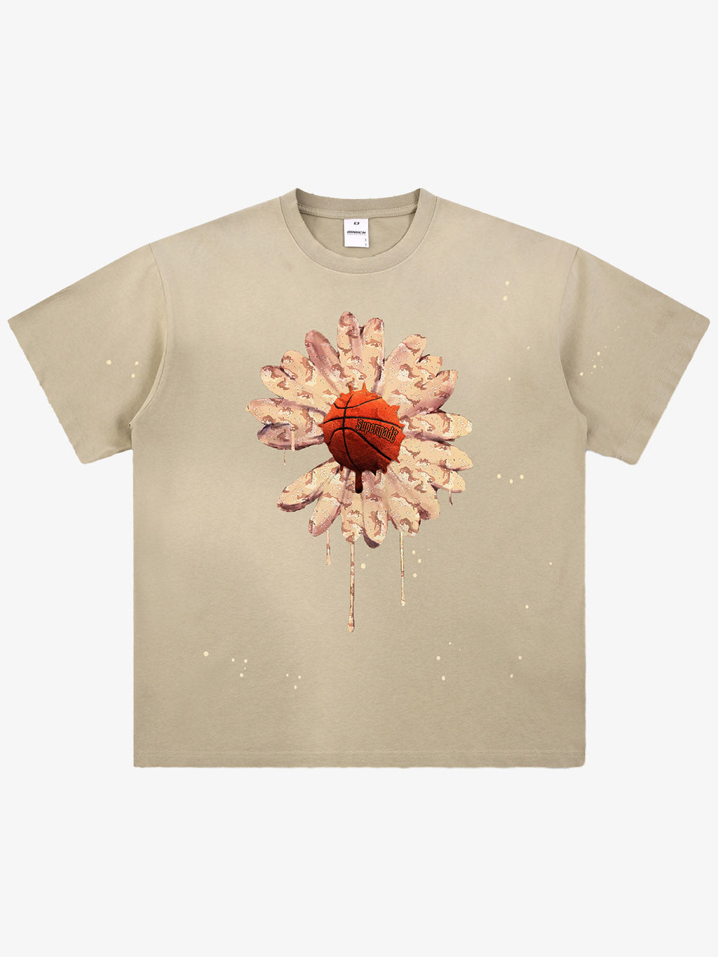 precipice Floral Basketball Ink Splatter Graphic T-Shirt