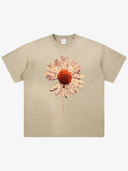 precipice Floral Basketball Ink Splatter Graphic T-Shirt