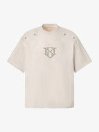 Metallic Print Suede Crew Neck T-Shirt