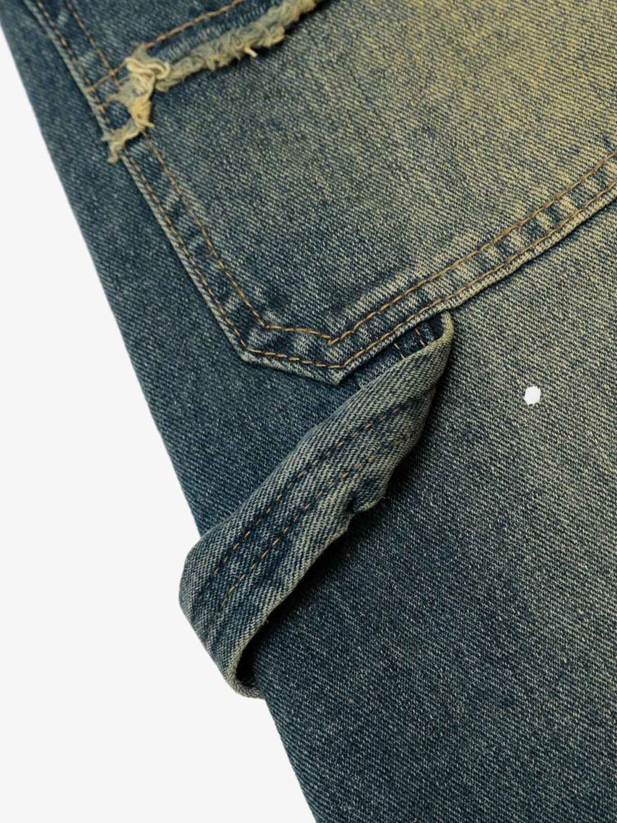 Vintage Inkjet Dirty Dye Washed Scimitar Distressed Jeans