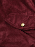 Retro Suede Faux Fur Collar Fleece Lined Bomber Jacket