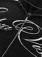 High Street Script Letter Print Zip-up Hoodie Jacket