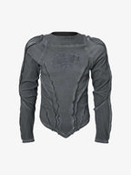 Vintage Washed Sculpted Seam Ribbed Long Sleeve T-Shirt