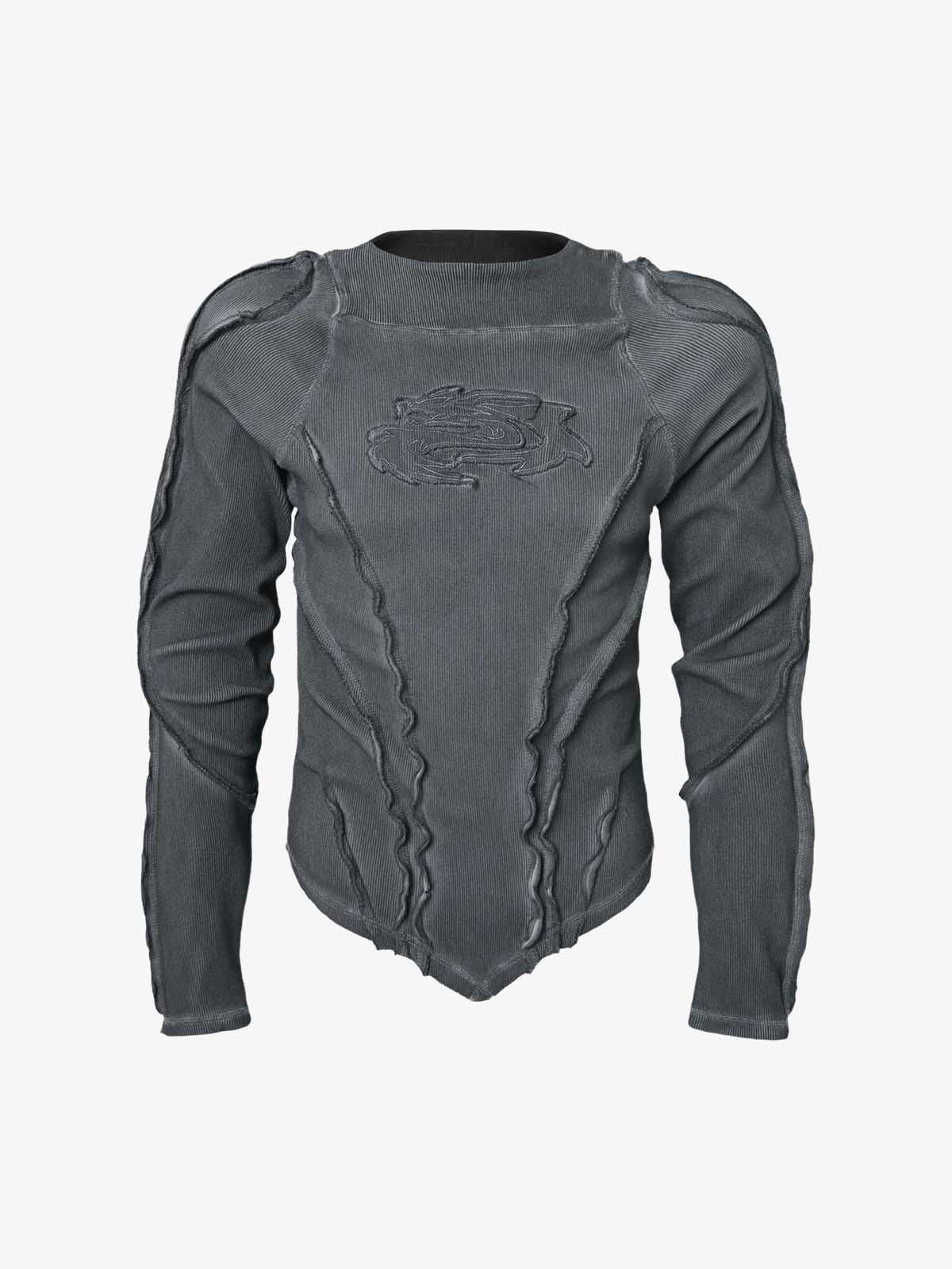 Vintage Washed Sculpted Seam Ribbed Long Sleeve T-Shirt