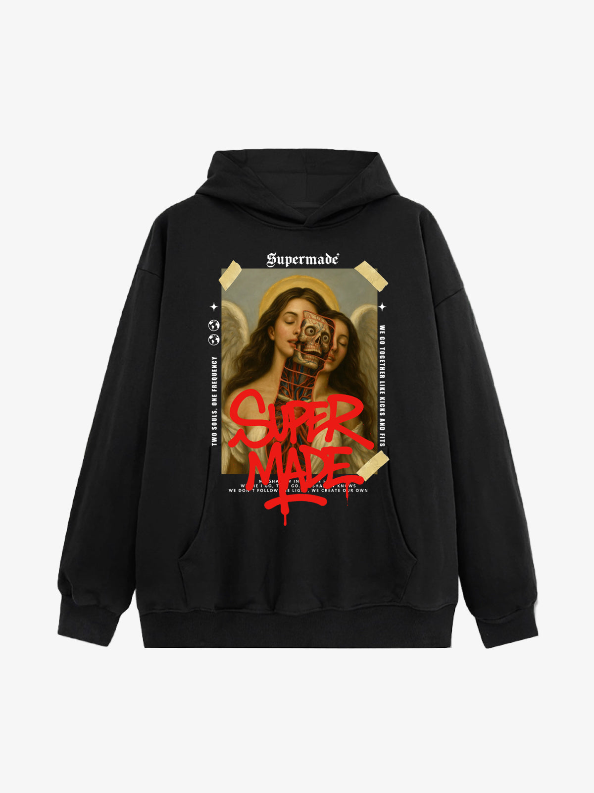 Skull And Face Two Soul Pattern Hoodie