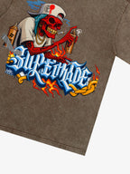 Street Skull Graffiti Artist Flame Flower Font T-Shirt