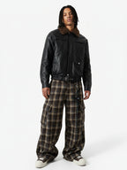 Vintage Plaid Pleated Multi-Pocket Cargo Casual Pants - 2524