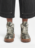 Camo Print Lace Up Chunky Ankle Boots - 2597