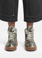 Camo Print Lace Up Chunky Ankle Boots - 2597