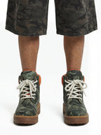 Camo Print Lace Up Chunky Ankle Boots - 2597