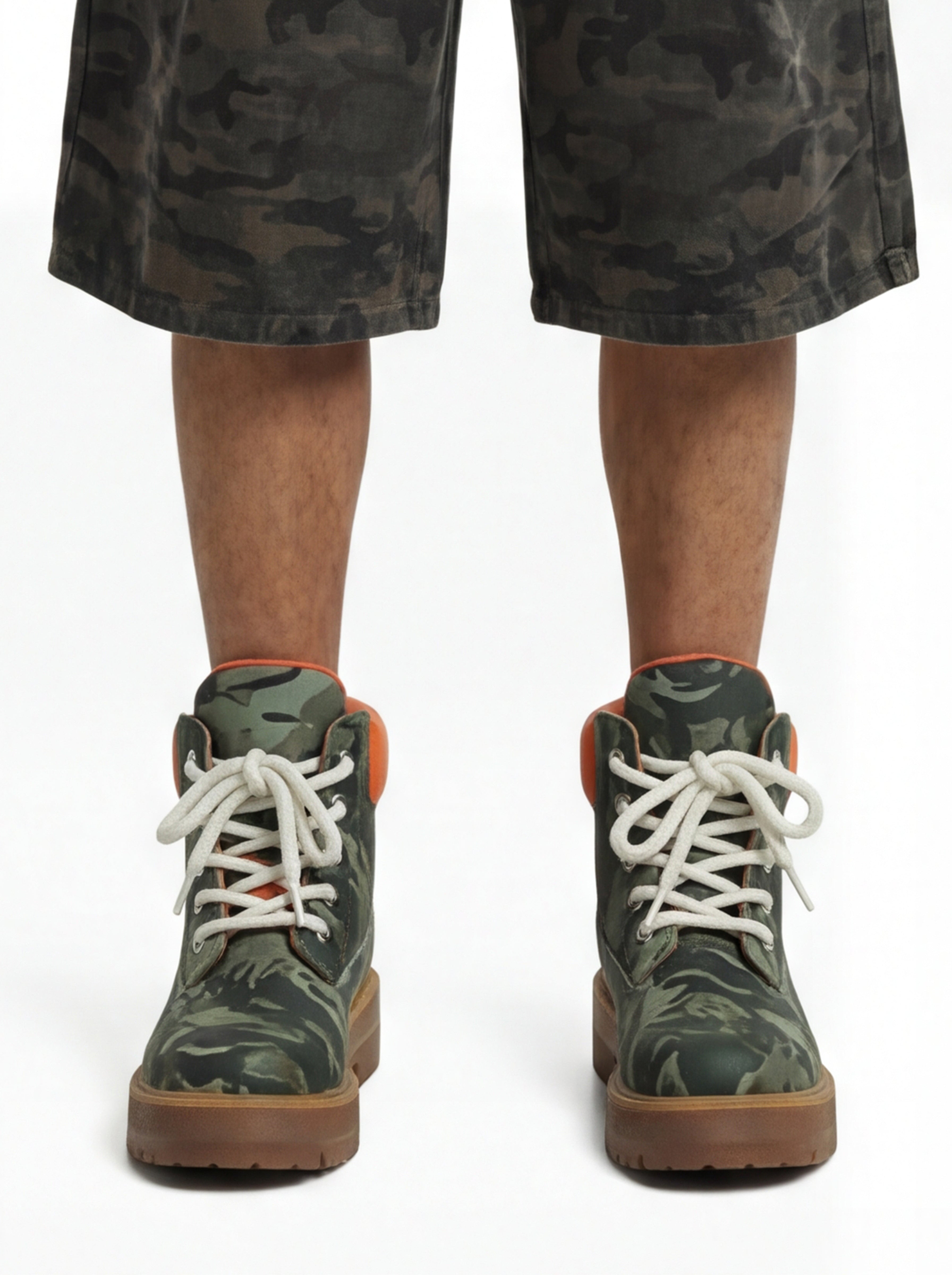Camo Print Lace Up Chunky Ankle Boots - 2597