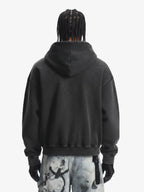 Vintage Washed Panel Construction Zip-Up Hoodie