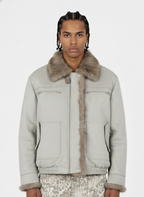 Vintage Suede Faux Fur Lined Aviator Bomber Jacket