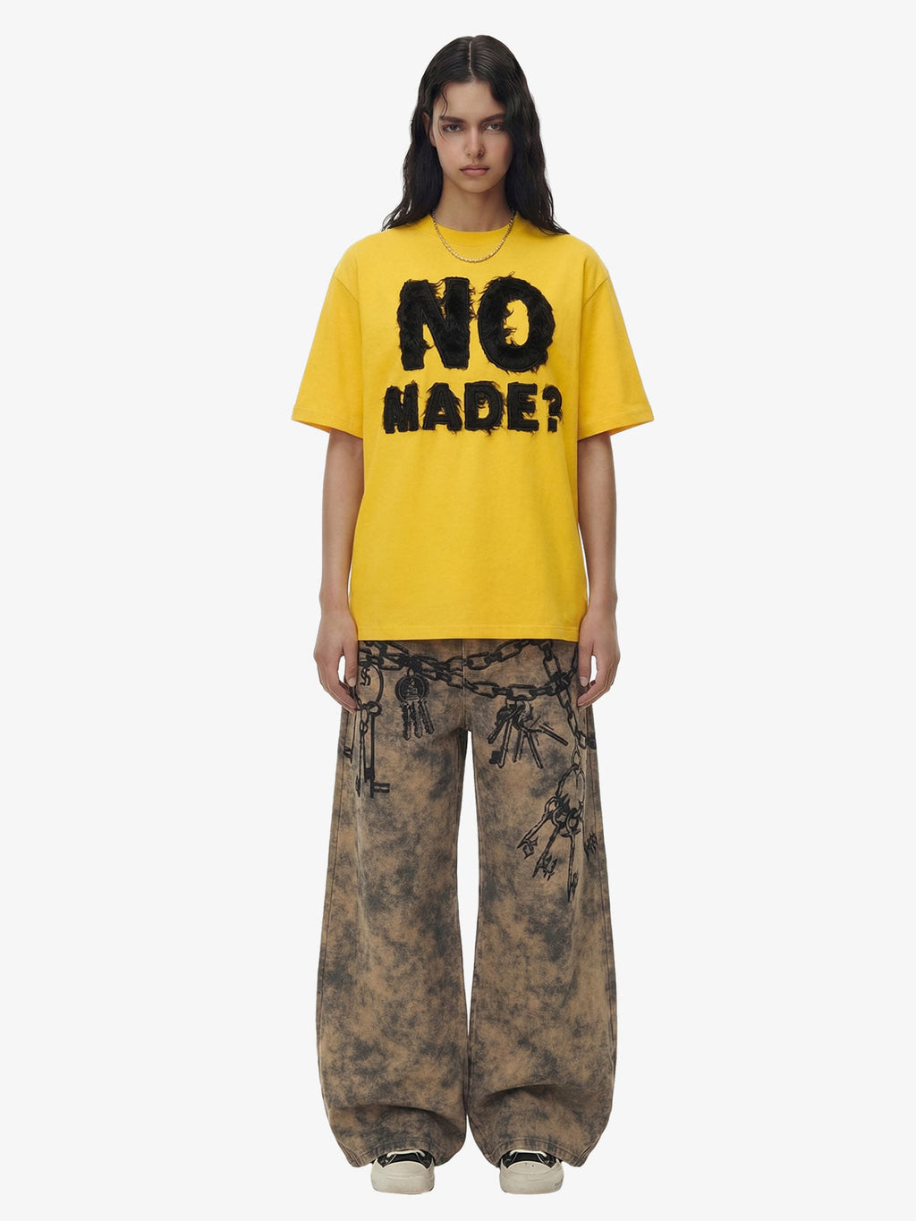 Heavy Retro Patch Embroidered T-shirt - 2398