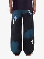 Smoke Fade Wash Cross Patch Baggy Denim Jeans