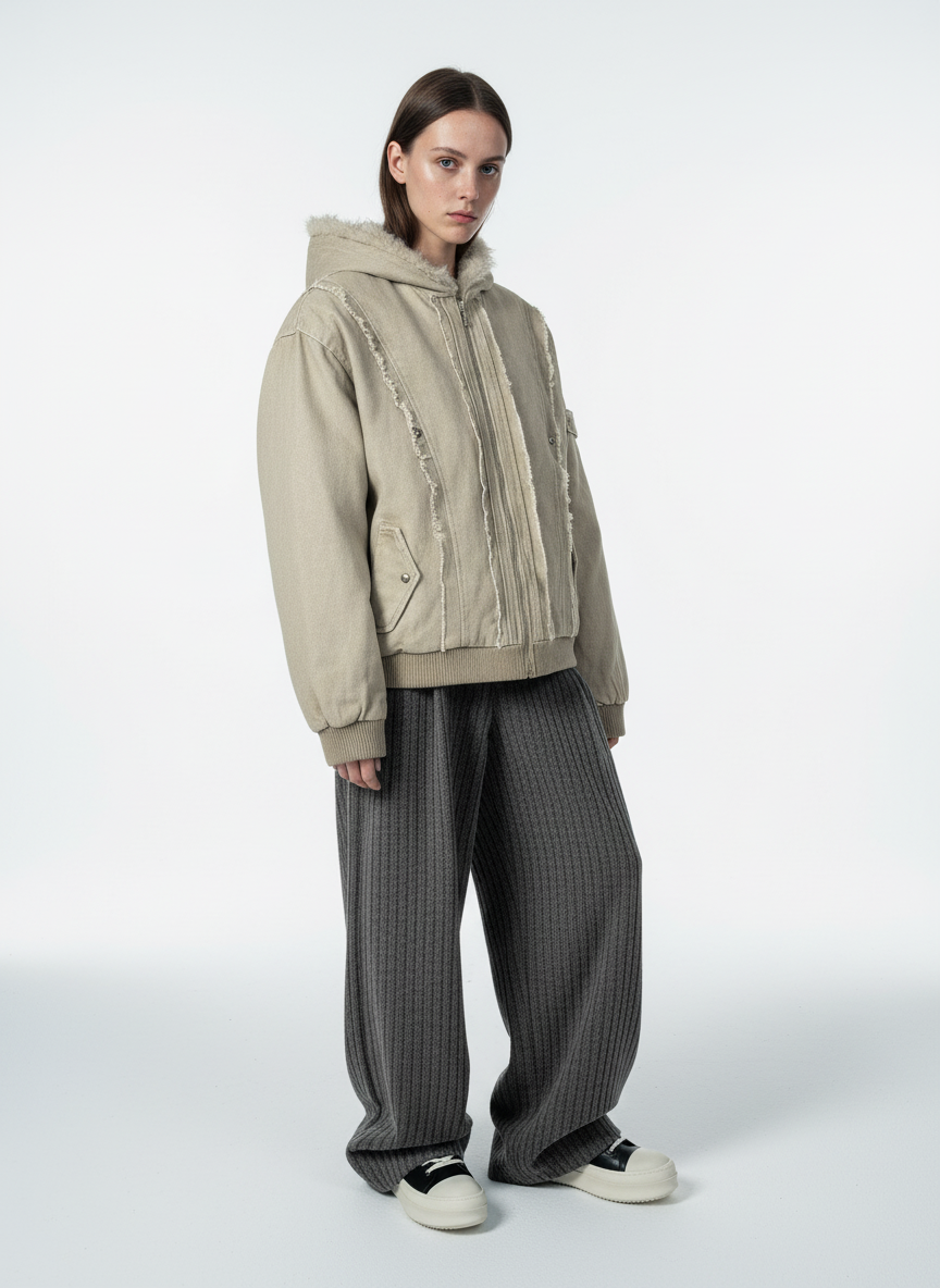Retro Wool Blend Pleated Baggy Trousers