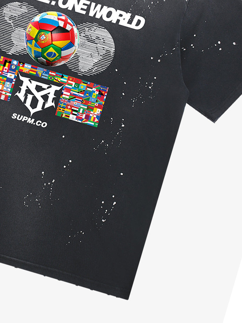 Washed One Ball One World Soccer Graphic T-Shirt