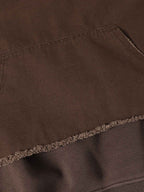 Distressed Patchwork Raw-Edge Layered-Hem Fleece Hoodie