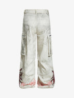 Vintage Dirty-Dyed Washed Wide-Leg Cargo Pants - 2559