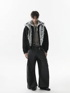 Vintage Dual-layer Collar Fleece-lined Zipper Jacket