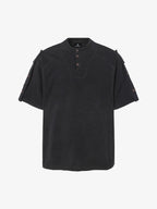 Vintage-Inspired Ombré Wash Henley Detail T-Shirt
